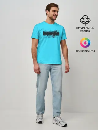 Мужская базовая футболка / Гранж голубой
