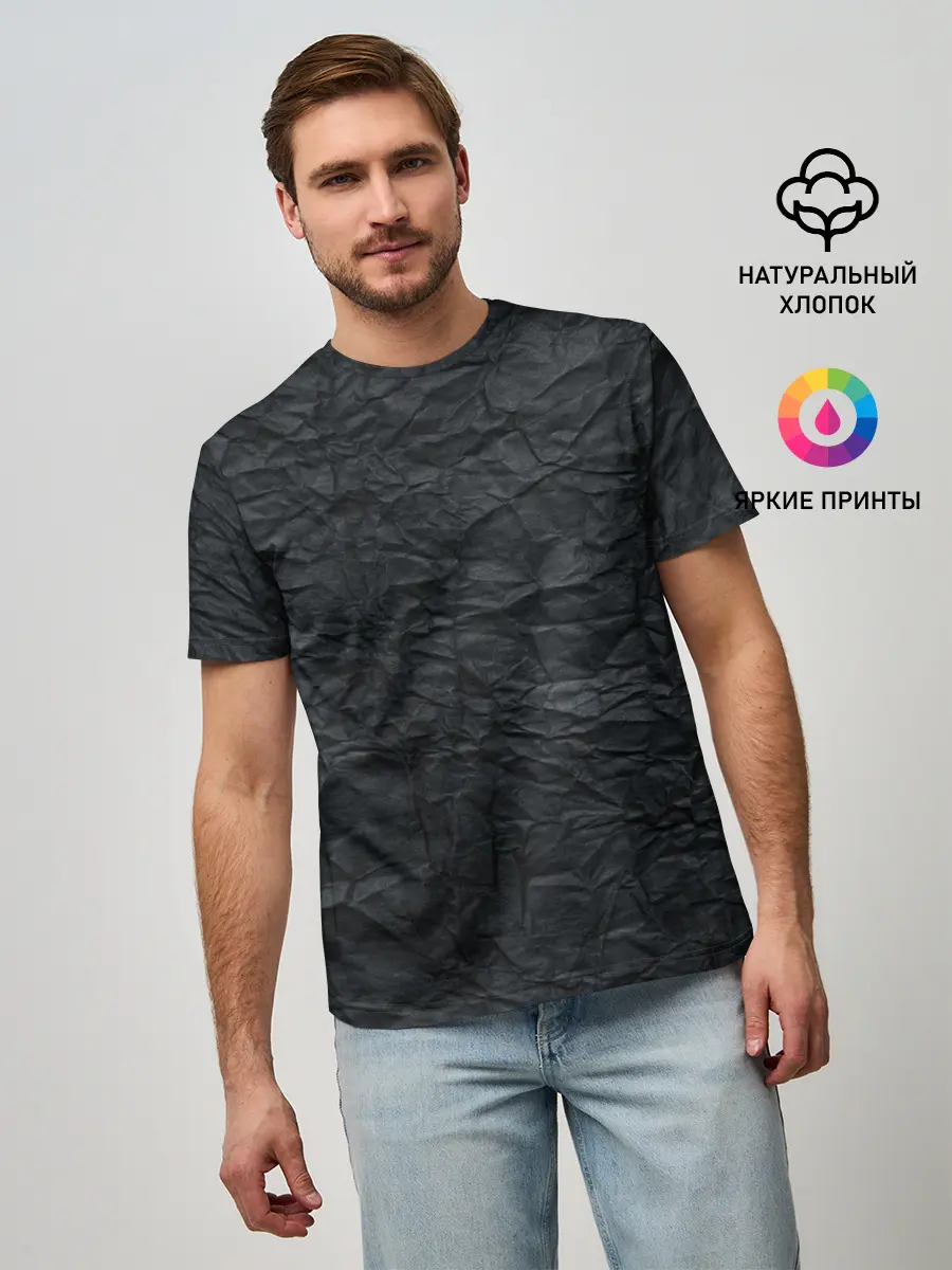 Мужская базовая футболка / Черная Бумага