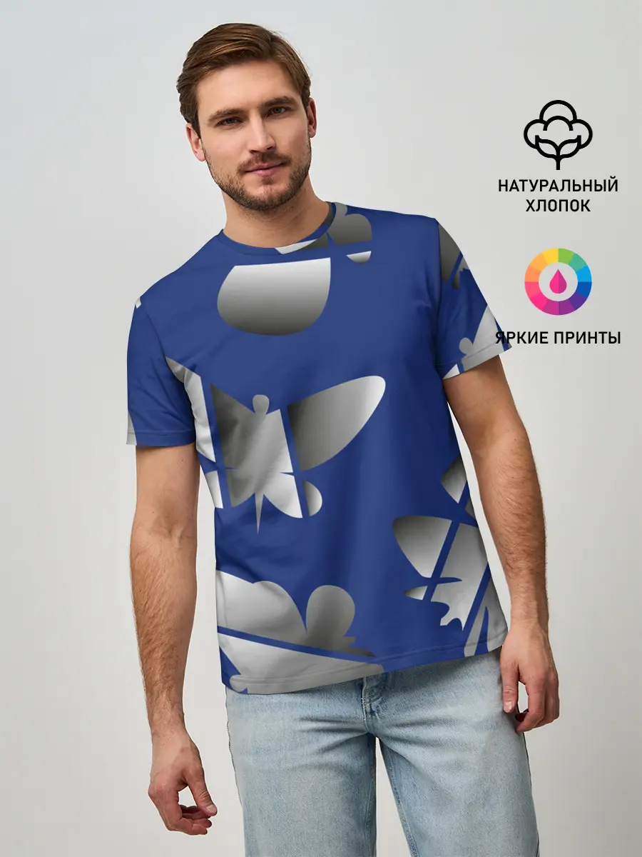 Мужская базовая футболка / градиентные бабочки
