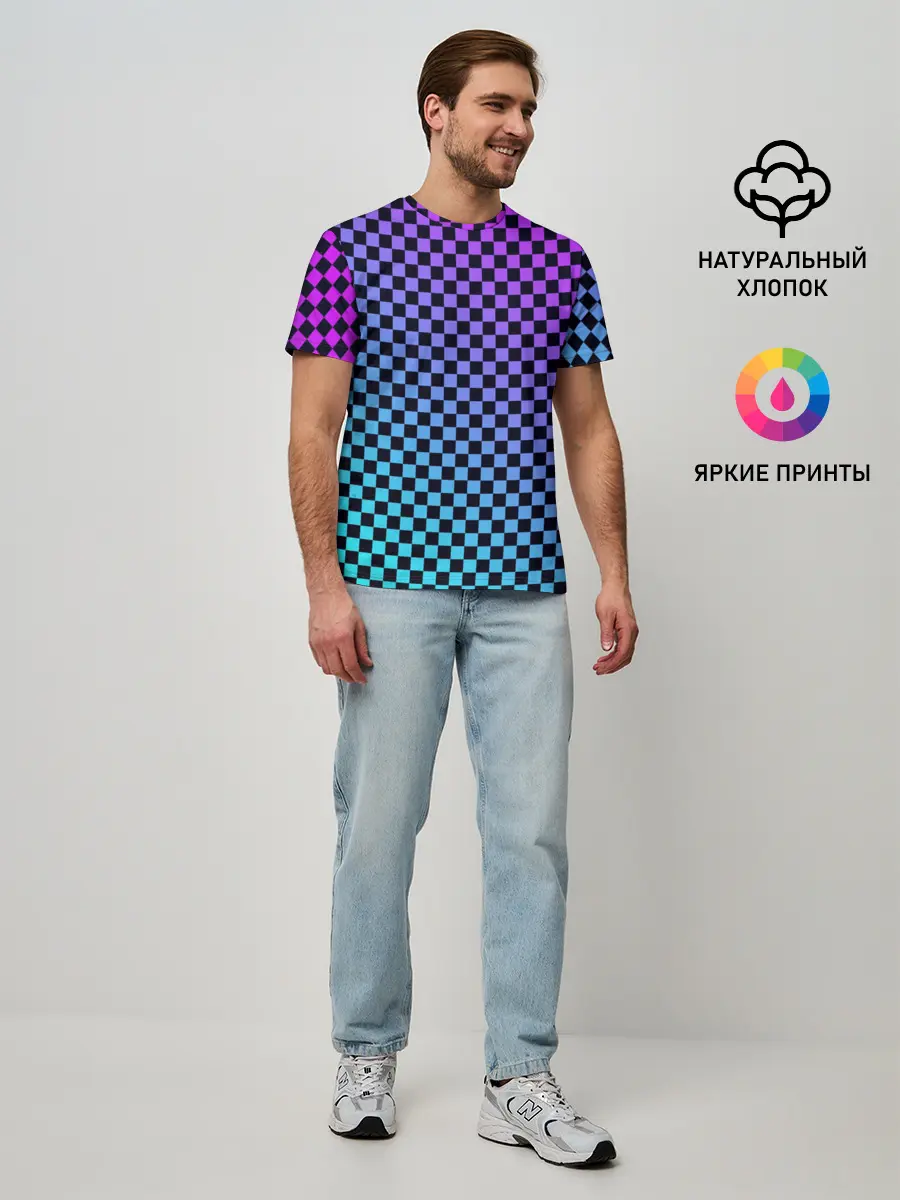 Мужская базовая футболка / Checkerboard gradient