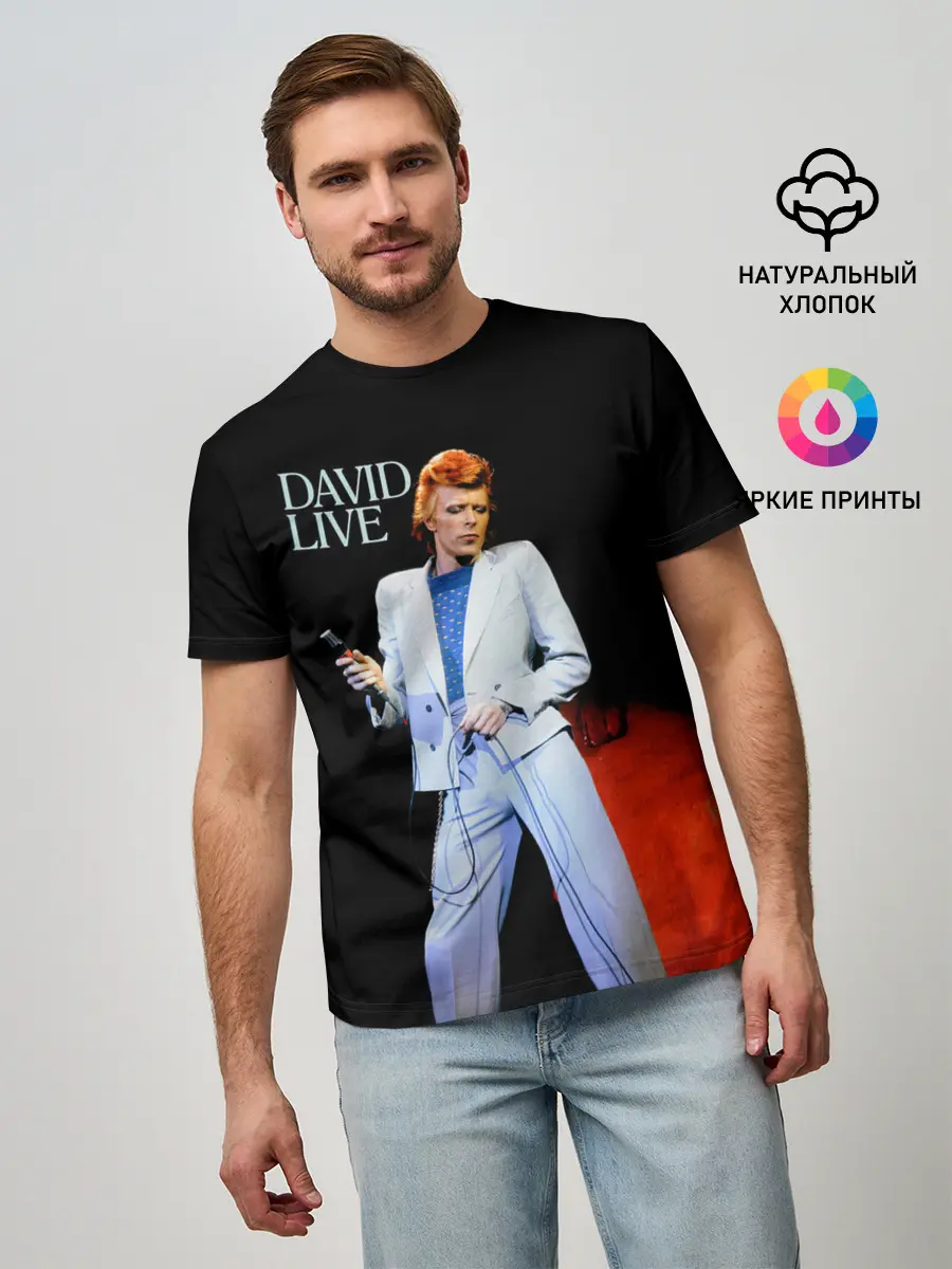 Мужская базовая футболка / David Live - David Bowie