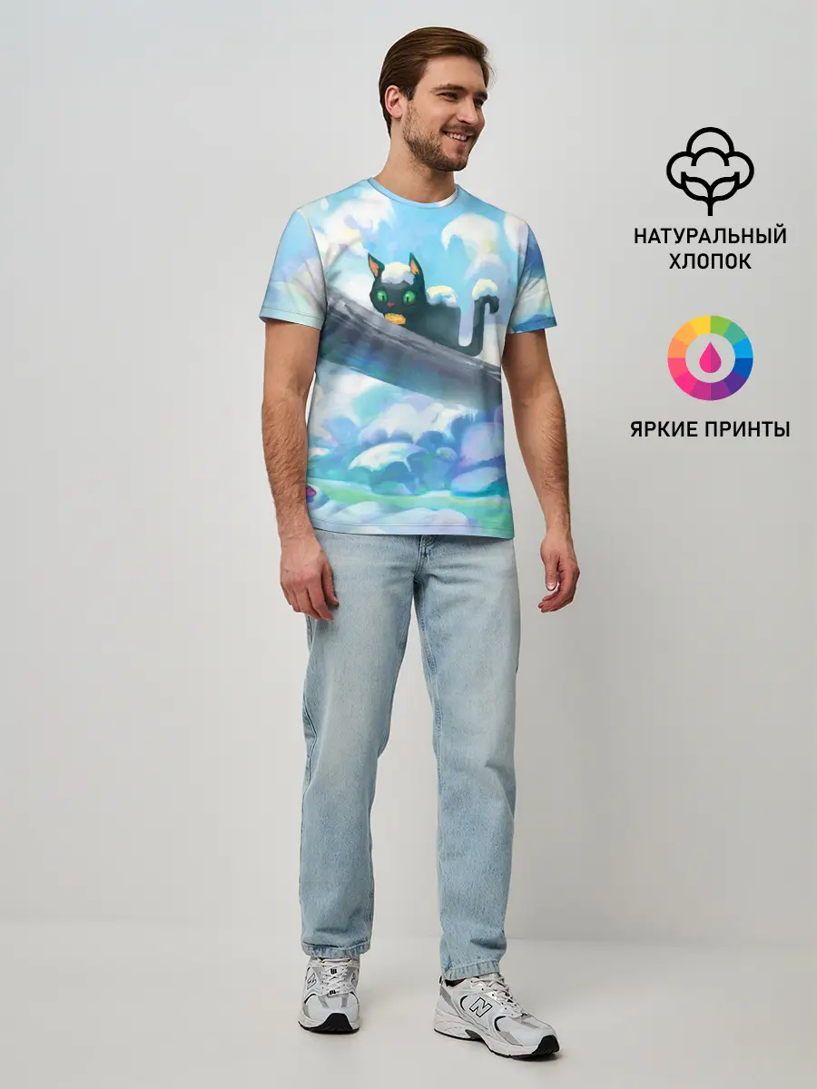 Мужская базовая футболка / Снежный котенок