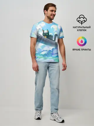 Мужская базовая футболка / Снежный котенок