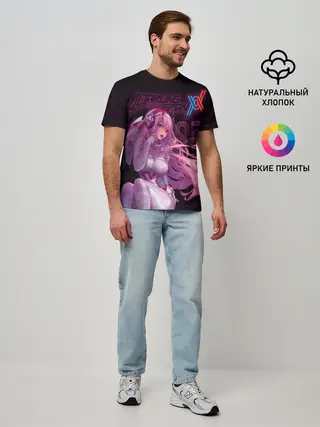 Мужская базовая футболка / Zero Two в наушниках