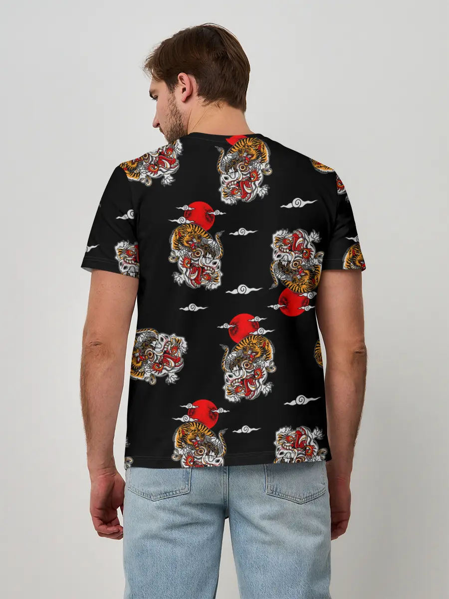 Мужская базовая футболка / Японский стиль - тигры
