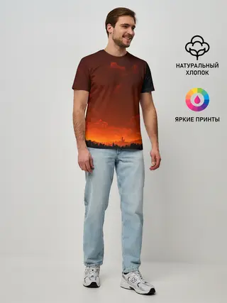 Мужская базовая футболка / Кровавый закат