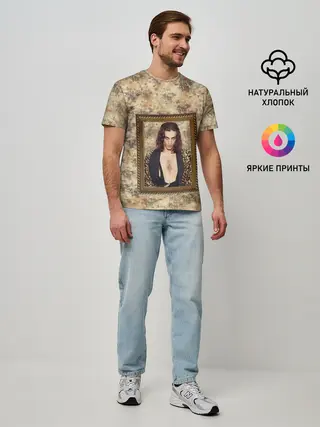 Мужская базовая футболка / Домиано Давид. Портрет на стене