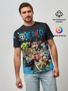 Мужская базовая футболка / One Piece синий всплеск