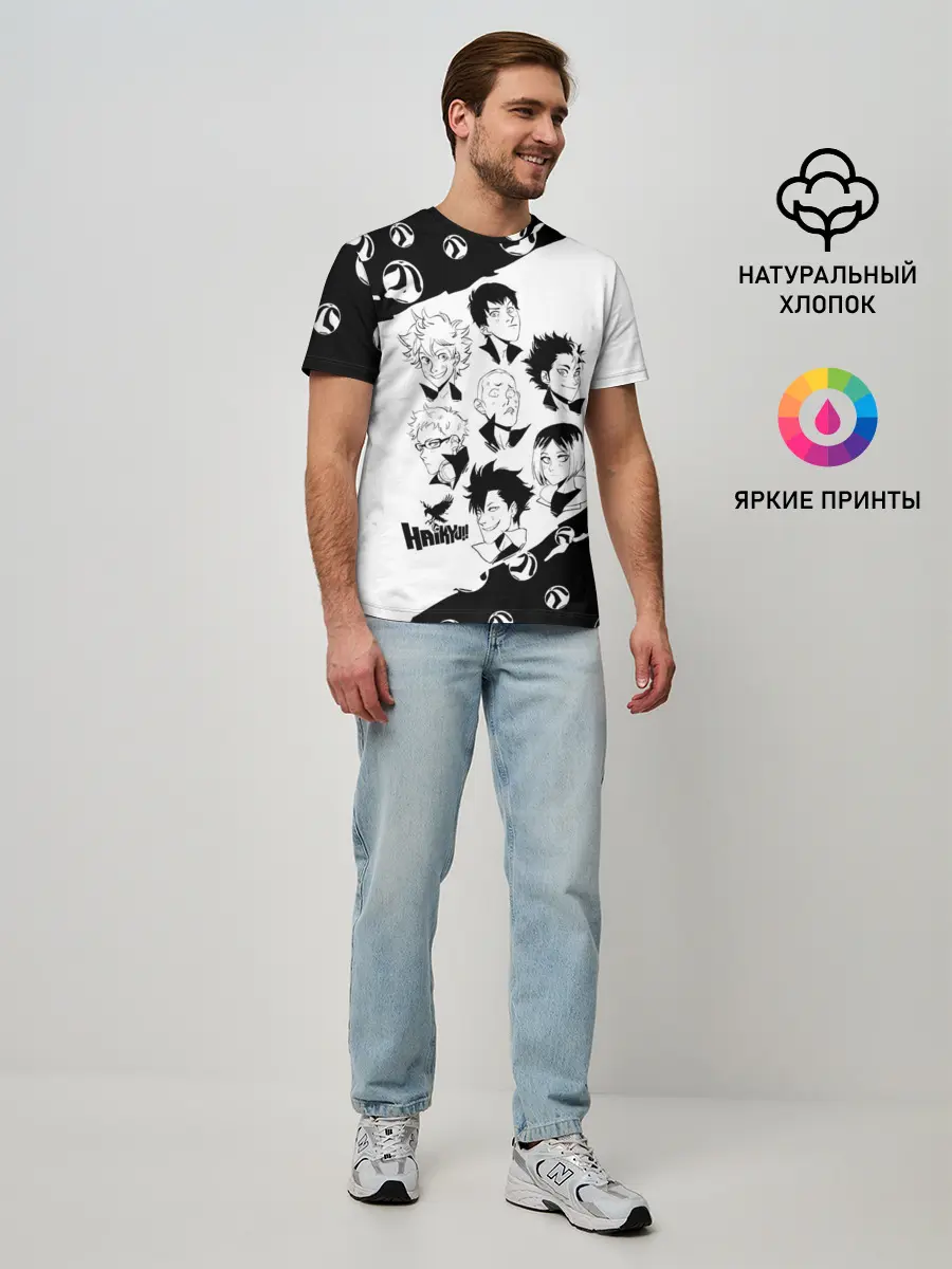 Мужская базовая футболка / ВОЛЕЙБОЛ!! семь персонажей