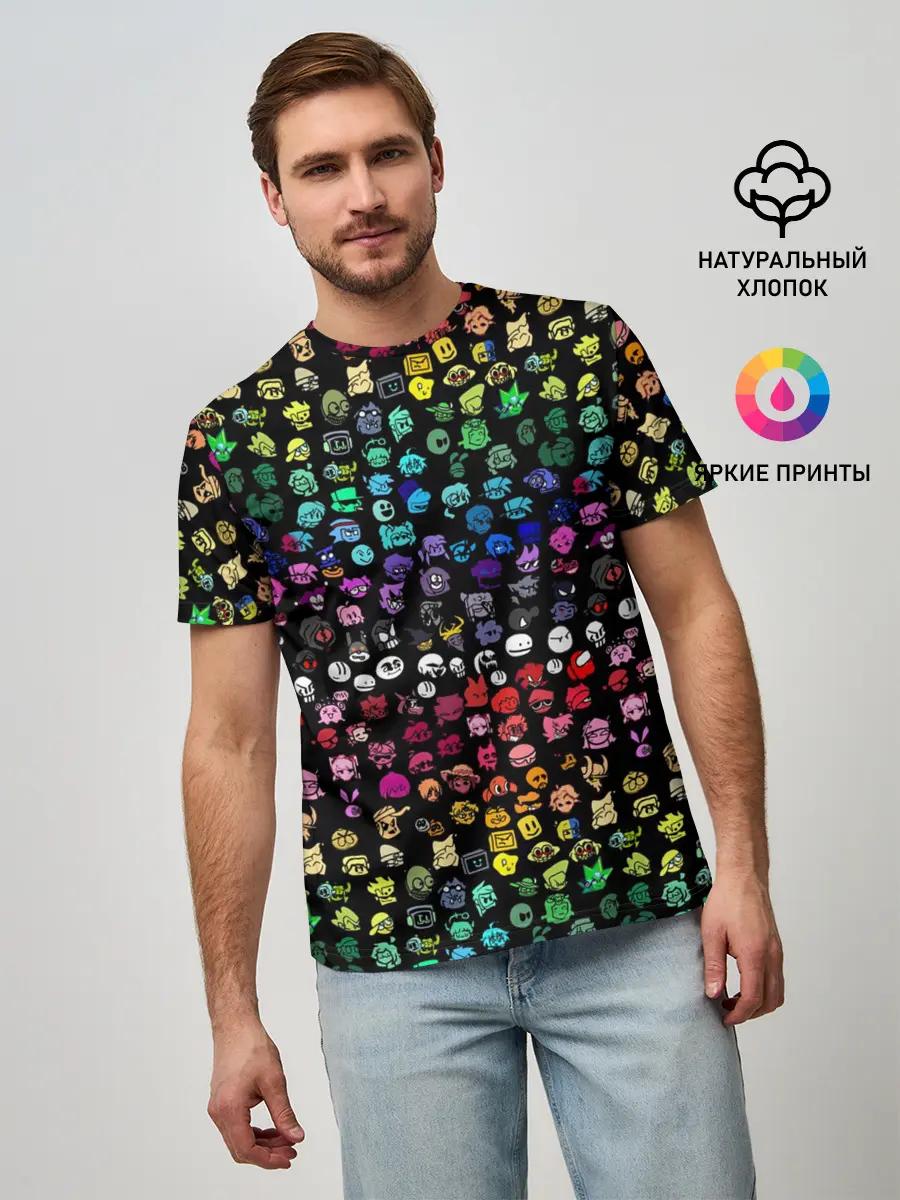 Мужская базовая футболка / ПЕРСОНАЖИ ИГРЫ FNF