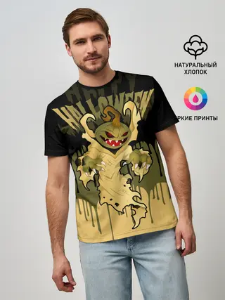 Мужская базовая футболка / Тыква в ночь мертвецов