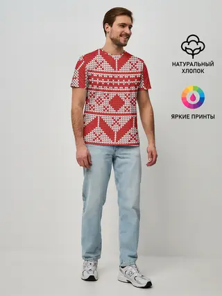 Мужская базовая футболка / Вязаный рисунок