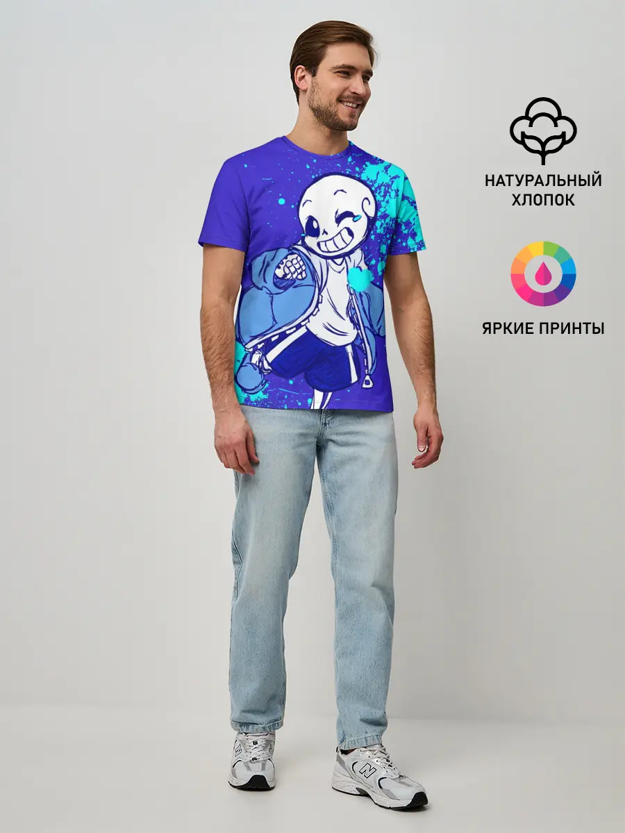 Мужская базовая футболка / UNDERTALE SANS BLUE