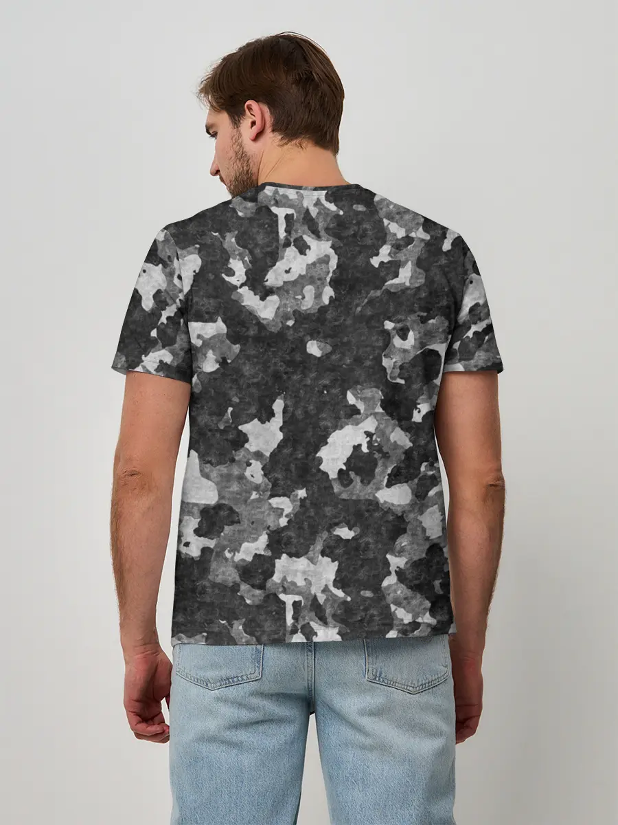 Мужская базовая футболка / Gray Camouflage