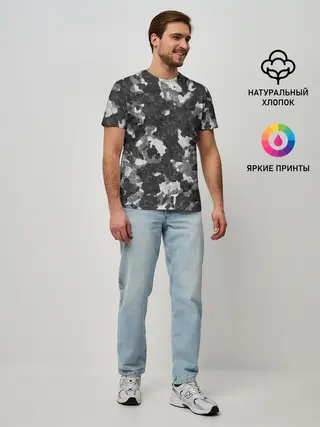 Мужская базовая футболка / Gray Camouflage