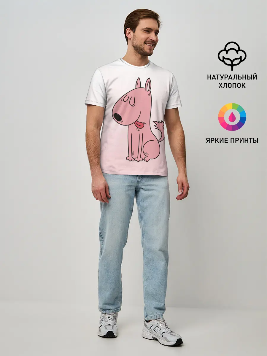 Мужская базовая футболка / мультяшный мопс