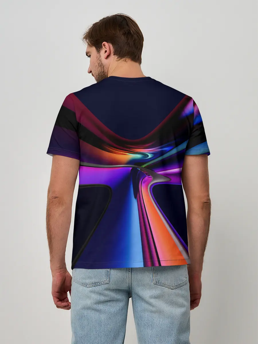 Мужская базовая футболка / Красочные светящиеся линии