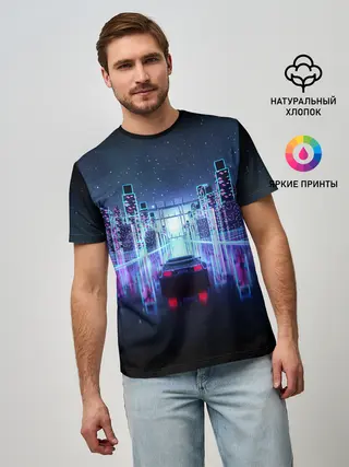 Мужская базовая футболка / SYNTHWAVE / RETROWAVE