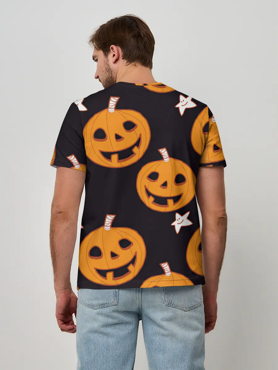 Мужская базовая футболка / Весёлые тыквы