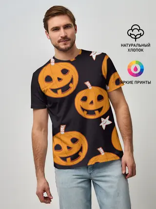Мужская базовая футболка / Весёлые тыквы