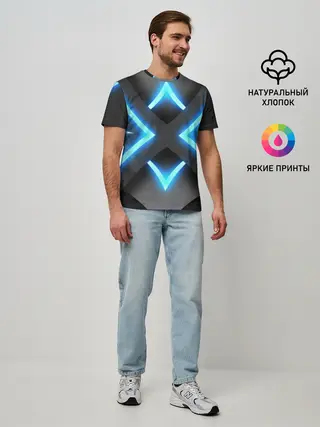 Мужская базовая футболка / НЕОНОВЫЕ СТРЕЛКИ 3D