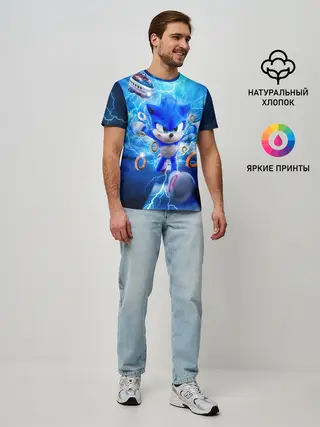 Мужская базовая футболка / SONIC | СИНИЙ ЁЖ