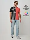 Мужская базовая футболка / Черный и коралловый арт деко
