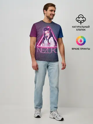 Мужская базовая футболка / Незуко Камадо в треугольнике