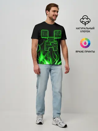 Мужская базовая футболка / MINECRAFT TEXTURE FIRE