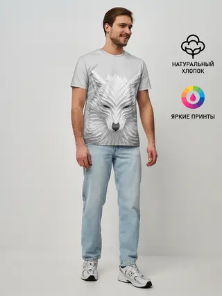 Мужская базовая футболка / БЕЛЫЙ ВОЛК