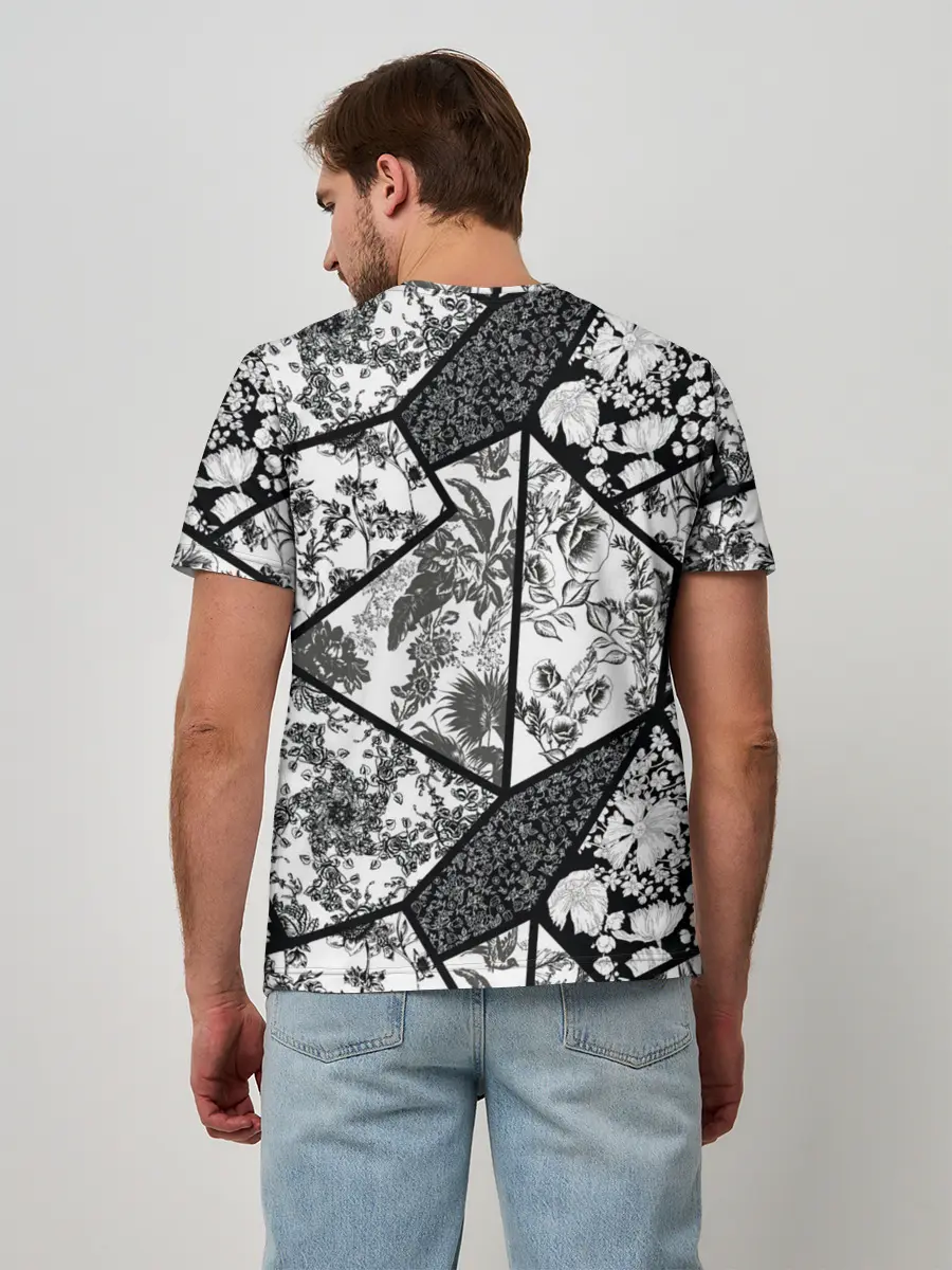 Мужская базовая футболка / Цветочный Кинцуги / Kintsugi