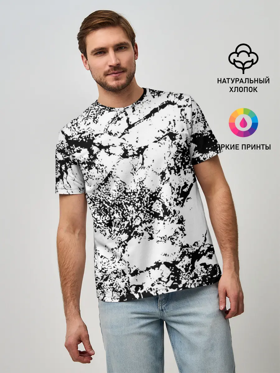 Мужская базовая футболка / Эффект линогравюры