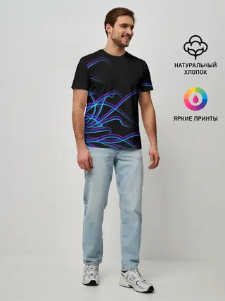 Мужская базовая футболка / Неоновые Щупальцы