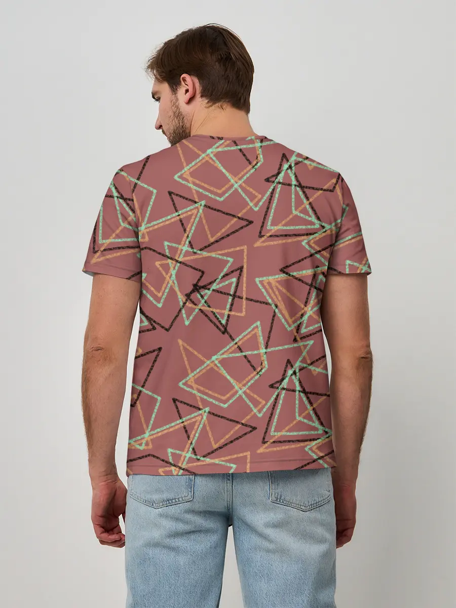 Мужская базовая футболка / Террактовый геометрический