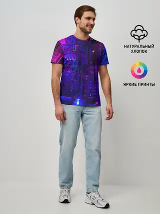 Мужская базовая футболка / NEON CUBES