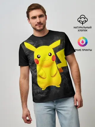 Мужская базовая футболка / Покемон Пикачу
