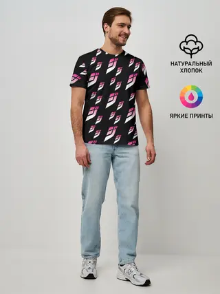 Мужская базовая футболка / Джоджо паттерн розовые лого