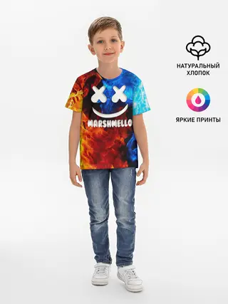 Детская базовая футболка / Marshmello Fire