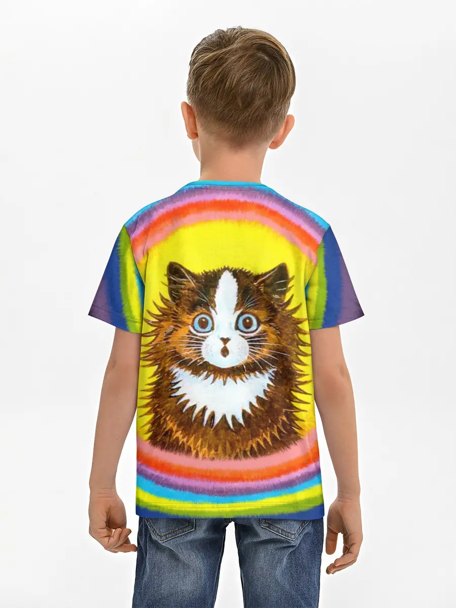 Детская базовая футболка / Радужный кот Луиса Уэйна