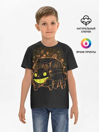 Детская базовая футболка / My Neighbor Totoro оранжевый кот