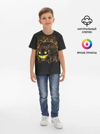 Детская базовая футболка / My Neighbor Totoro оранжевый кот