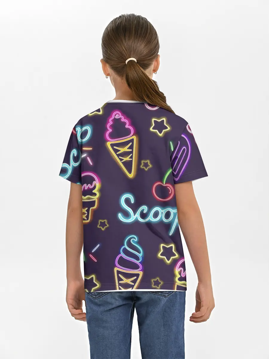 Детская базовая футболка / Мороженное неон