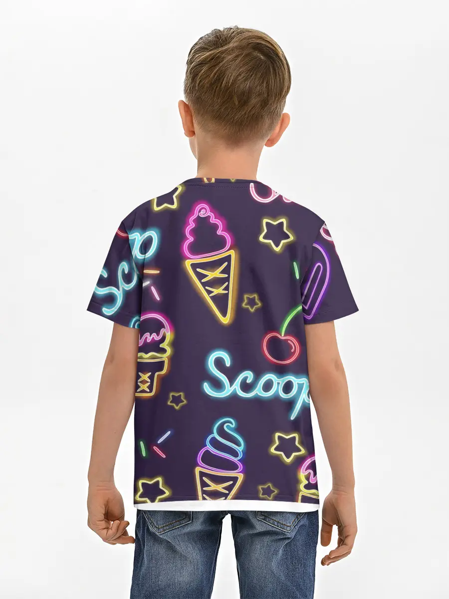 Детская базовая футболка / Мороженное неон