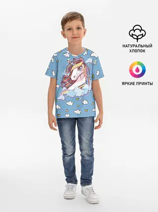 Детская базовая футболка / Радужный Единорог