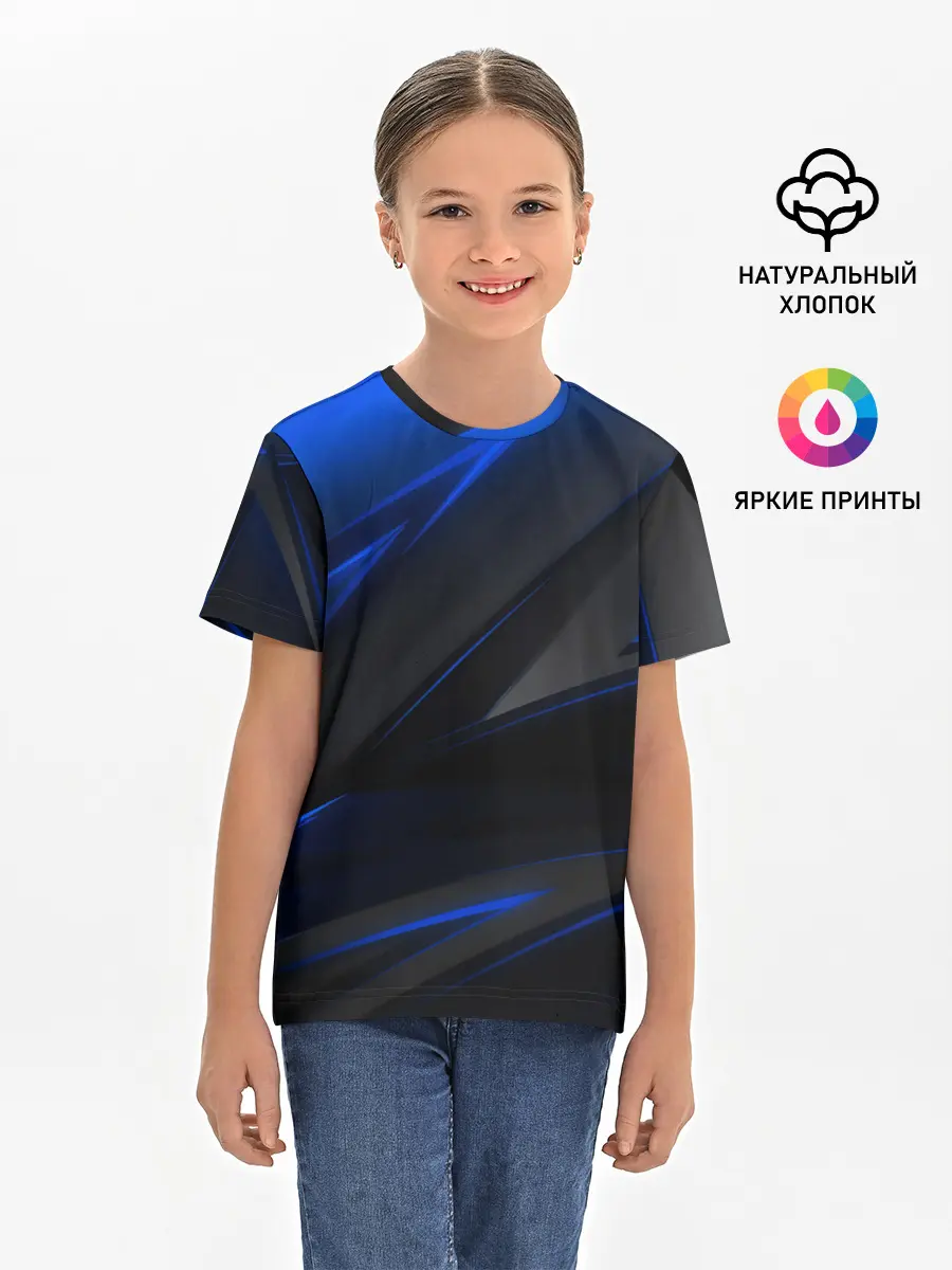 Детская базовая футболка / Blue and Black