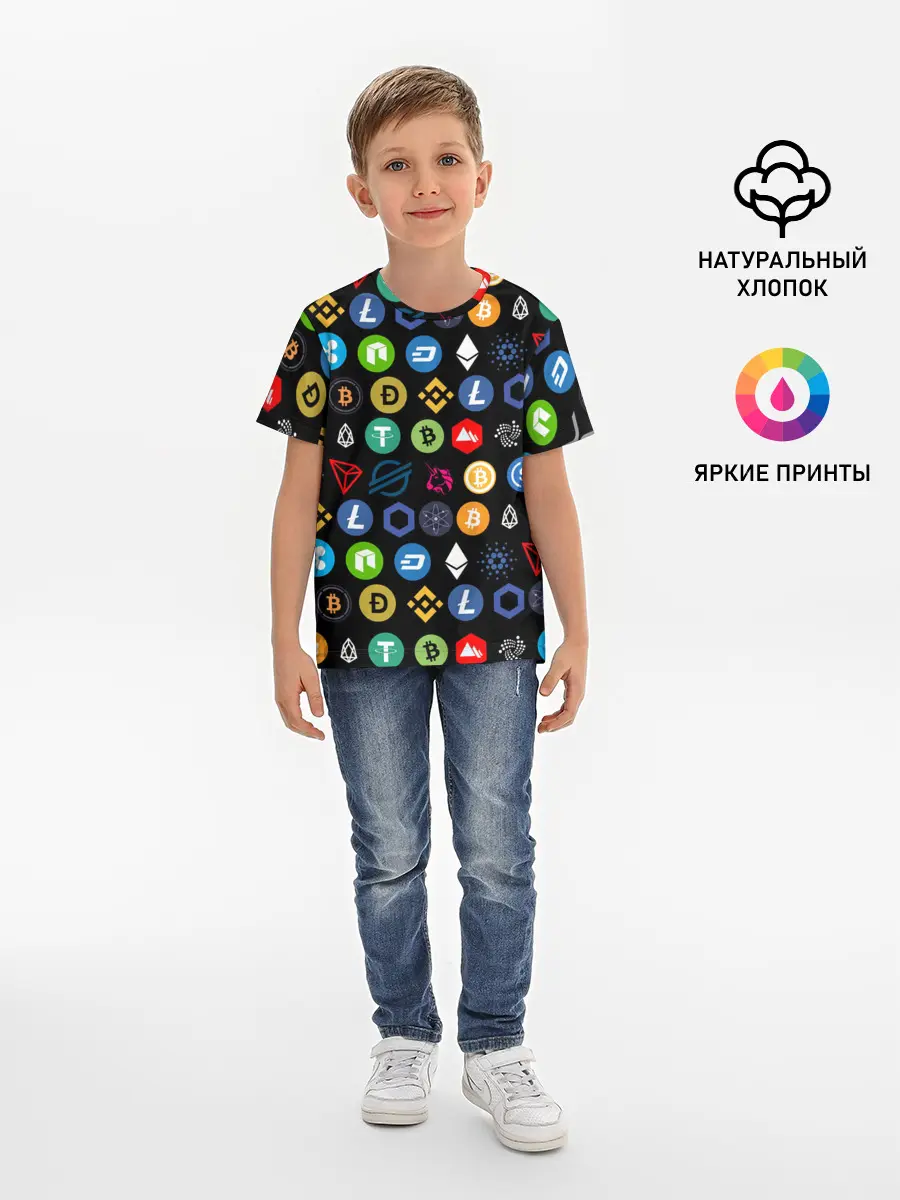 Детская базовая футболка / ЛОГОТИПЫ КРИПТОВАЛЮТ | CRYPTOCURRENCIES