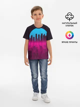 Детская базовая футболка / НЕОНОВЫЙ ГОРОД