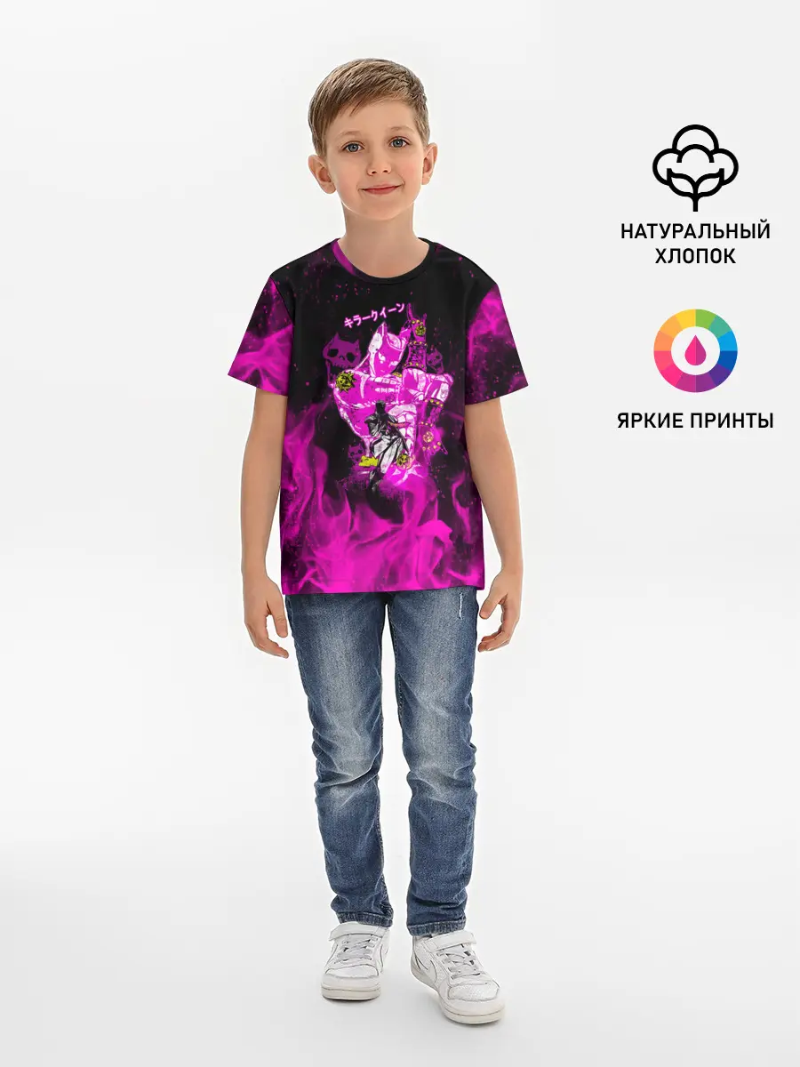 Детская базовая футболка / KILLER QUEEN розовое пламя