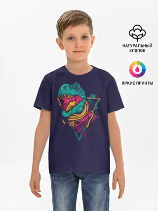 Детская базовая футболка / Динозавр Рэкс Тирэкс