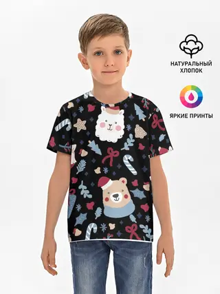 Детская базовая футболка / Забавный Новый Год